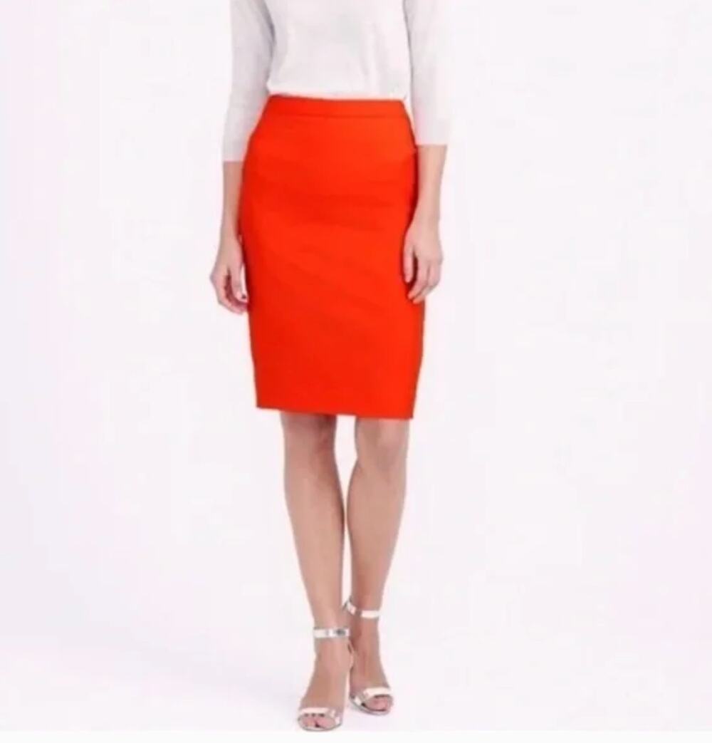 J. Crew The Pencil Skirt Double Serge Wool Red 46575 Size 00